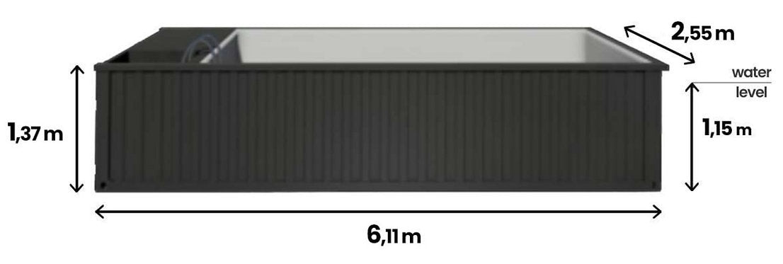 Piscina Contenedor 6,11 × 2,50 m con Techo Corredizo – Pack Premium (Lista para Usar)
